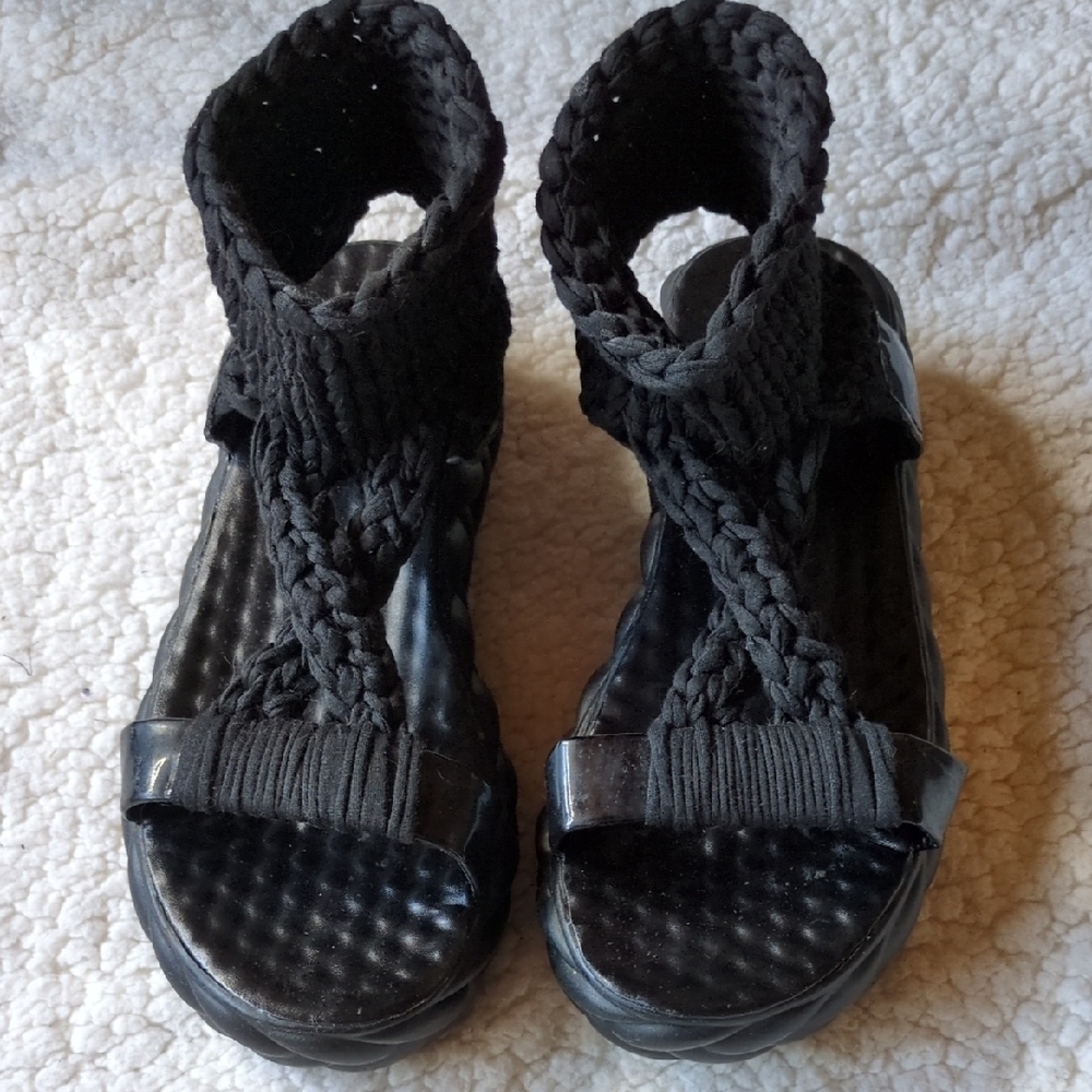 Women's Black Braided Sandals